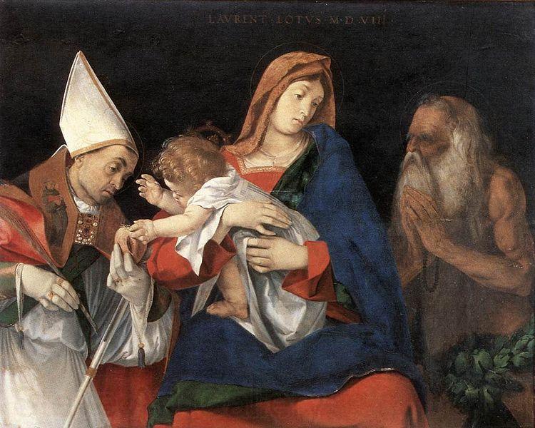 Lorenzo Lotto Madonna and Child with St Ignatius of Antioch and St Onophrius Norge oil painting art